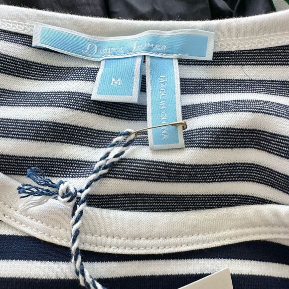 NWT Draper James M Blue Sailor Stripe Ruffle Sleeves Ponte Top Preppy - Picture 4 of 8
